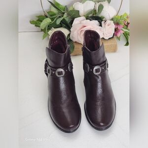 Easy Street Dark Brown Ankle Boots with Buckle Detail